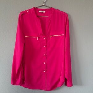 Calvin Klein Fuchsia Blouse with Gold Zippers